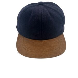 Sterling Edition London Fog Blue Wool Hat Tan Suede Bill Large VTG Fast Shipping